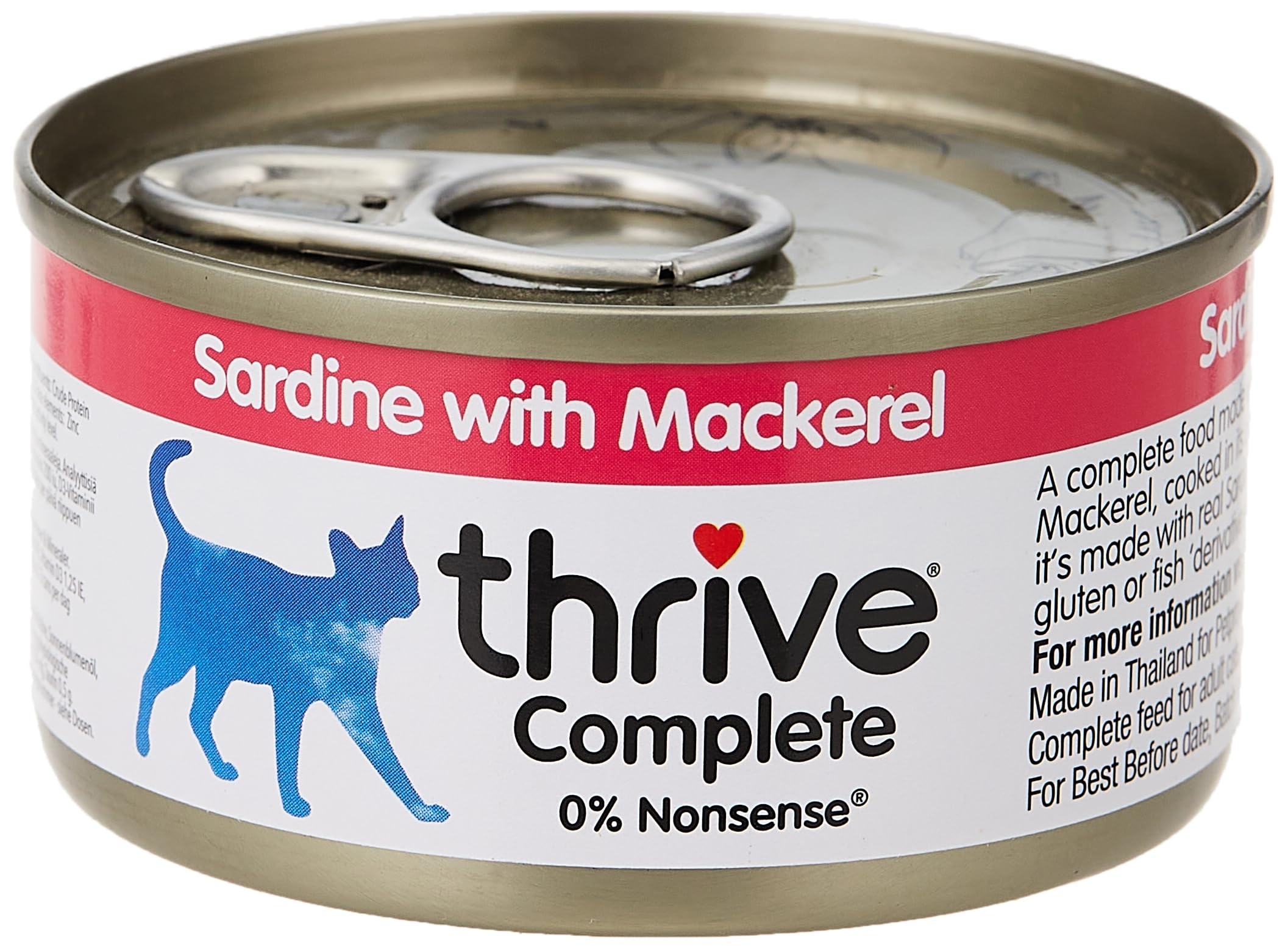 thrive Katze Complete - 100% Katzenvollnahrung Sardine & Makrele in Soße (12-er Pack)