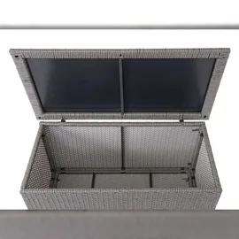 Mendler Poly-Rattan Kissenbox HWC-D88, Gartentruhe Auflagenbox Truhe Basic grau, 51x115x59cm 250l