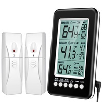 Brifit Kühlschrank Thermometer, Gefrierschrank Thermometer mit 2 Sensor, Kühlschrankthermometer mit Alarmfunktion, MIN/MAX Records, USB/Batterie betrieben, für Küche, Hause, Bars