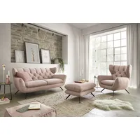 2,5-Sitzer 3C CANDY "Beatrice" Sofas Gr. B/H/T: 200cm x 94cm x 95cm, Breitcord, rosa (rosé) mit Rückensteppung im Rautenmuster, auch in Breitcord