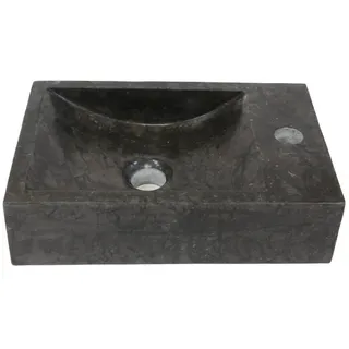 Casa Moro Waschbecken Marmor Waschbecken Cecilia Schwarz für Badezimmer Gäste-Bad (Indonesisches Aufsatzwaschbecken Naturstein), handgemacht MW81382510 schwarz