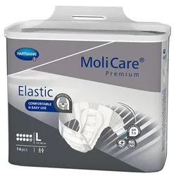 MoliCare Premium Elastic 10 Tropfen Gr. L, elastischer Inkontinenzslip bei schwerster Harn- und/oder Stuhlinkontinenz Einweghosen 14 St weiss Unisex