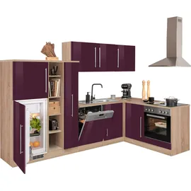 kochstation Winkelküche KS-Samos L-Form 290 cm lila