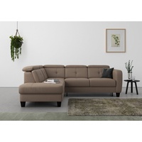 sit&more Ecksofa Belluci L-Form, inklusive Federkern, wahlweise mit Bettfunktion und Bettkasten braun