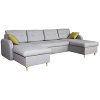 JVmoebel Ecksofa Wohnlandschaft Ecksofa Stoff U-Form Bettfunktion Couch Design, Made in Europe weiß