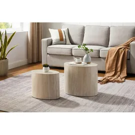 SalesFever Couchtisch 2er Set, Travertin - Beige