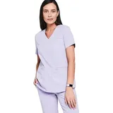 MEDHOODIE Damen-Kasack GRACE für den Arzt- und Pflegebereich - Schlupfkasack modern & bequem mit drei praktischen Taschen - Medizinische Berufsbekleidung (Purple Heather, XXS) - XXS