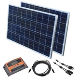 Solar Set 12 V Solaranlage Solarkit PV Inselanlage Wohnmobil Solarmodul Laderegler, Wattzahl:200 W