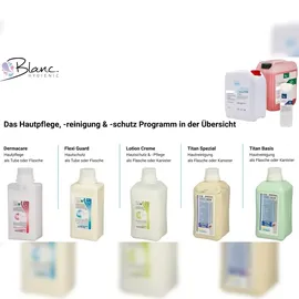 Blanc HYGIENIC Softflaschenspender 2.000 ml + 2x 2L-Vakuumflaschen Handreinigungspaste viskose, Titan Basis pH-neutral