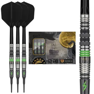 Target Japan Black Marque Lightning 3.0 Soft Tip Darts with Kflex, 19G | Chris LIM 90% Tungsten Dart Set, K-Flex Flights und Shafts, 2BA Pixel Tips