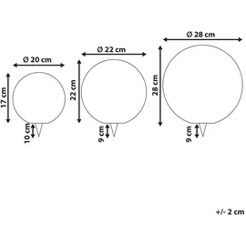 Beliani Kugelleuchte Kunststoff 28,0 cm 3er Set Weiß