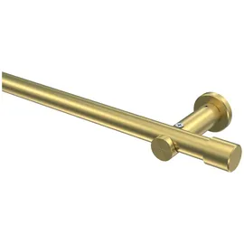 Interdeco Gardinenstange Platon Santo, Ø 20 mm, 1-läufig, Fixmaß, kürzbar, Wandmontage, Deckenmontage, Metall, Messing-Optik goldfarben Ø 20 mm x 240 cm