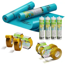 ICUTEC Dampfsperre Vorteilspaket, Dampfsperrfolie, Klebeband, Kleber, 100 m2