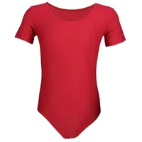 Aquarti Mädchen Kurzarm Ballettanzug Einfarbig, Farbe: Rot, Größe: 122
