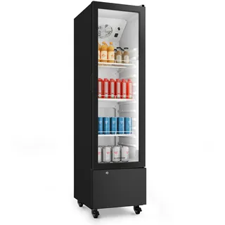 Klarstein GrandCooler Gewerbekühlschrank 180 L – Getränkekühler mit LED-Beleuchtung (weiß/blau), einstellbare Temperatur 0–10 °c, 3 Ablagen