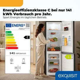 Exquisit KGC265-70-NF-WS-040C Kühl-Gefrierkombination (251 l, 1805 mm hoch, Inoxlook-az)