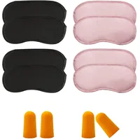 8 Schlaf-Augenmasken mit 2 Paar Ohrstöpsel, Polyester-Verdunkelungs-Augenmaske, Reise-Augenmaske, geeignet für Reisen, Camping, Mittagspause (schwarz, rosa)
