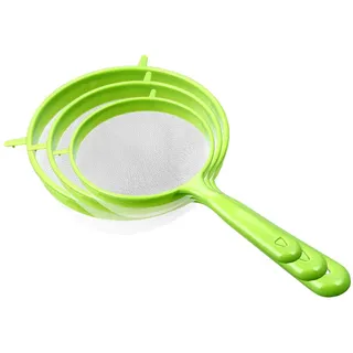 Küchensieb Set,Sieb Set 3 Größen Kunststoff Sieb feinmaschig 8/11 /14cm, für Küche Mehl -Quinoa Reis Nudeln Puderzucker und Mehr mit Verstärktem -Griff geschaffen,Haushaltssieb (Green)