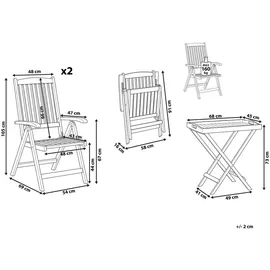 Beliani Balkonset hellbraun Verstellbar Rustikal Gartenmöbel Gartenmöbel Set - Braun