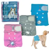 PetCellence Wiederverwendbare Hundewindeln Weibliche Groß - 3 Stück Waschbare Saugfähige Pads mit 3 Mikrofaserschichten für Haustier Welpe - Schnell Trocknende Hundesaison Hosen