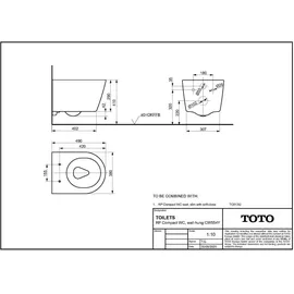 TOTO RP Compact Wand-WC mit WC-Sitz Weiß