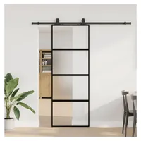 vidaXL Schiebetür rechts 76 x 205 cm Schwarz