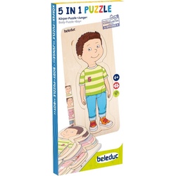 beleduc Konturenpuzzle Holzspielzeug, Körper Lagen Puzzle - Junge, 29 Puzzleteile bunt