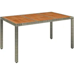 vidaXL Gartentisch mit Holzplatte Grau 150x90x75 cm Poly Rattan