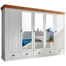 G+K Kleiderschrank Hombre 315 x 217 cm Holz Braun, Weiß Kiefer