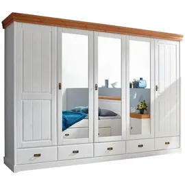 G+K Kleiderschrank Hombre 315 x 217 cm Holz Braun, Weiß Kiefer