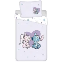 Jerry Fabrics Lilo & Stitch Kinderbettwäsche Herz Lila 140 x 200 cm + 70 x 90 cm