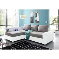 Ecksofa COLLECTION AB "Relax L-Form" Sofas Gr. B/H/T: 223cm x 84cm x 91cm, Kunstleder SOFTLUX-Struktur, Ottomane beidseitig montierbar, mit Bettfunktion, grau (weiß/grau) Ecksofa Sofas inklusive Bettfunktion, Federkern, wahlweise mit RGB-LED-Beleuchtung