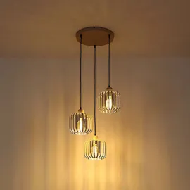 GLOBO Hängeleuchte 3-flg. Ø 44 cm rund Beige/Glas/Metall