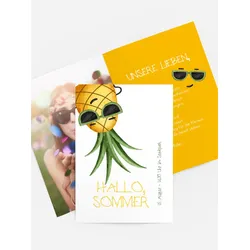 Einladung zum Sommerfest selbst gestalten mit Spruch und Fotos im Onlinedesigner bei Meine-Kartenmanufaktur.de