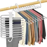 9 in 1 Hosenbügel Kleiderbügel Platzsparend,2 Stück Platzsparende Kleiderbügel Hosen,Hosenbügel Platzsparend Metall,Faltbare Pants Hanger für Hosen,Schals,Jeans,Kleidung,Handtücher