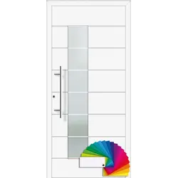 Flügelüberdeckende Aluminium Haustür "DEENA" 75 mm Wunsch RAL-Farbe Wunsch-RAL-Farbe innen öffnend DIN rechts