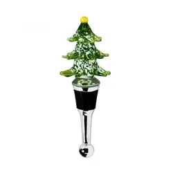 EDZARD Flaschenverschluss Tannenbaum für Champagner, Wein und Sekt, Höhe 13 cm, Muranoglas-Art, Handarbeit