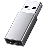 Ladeadapter-Ladedatenübertragung Aluminium-Legierung Typ-C weiblich zum USB 3.0-Konverter für Mobiltelefon-Silber - Silber