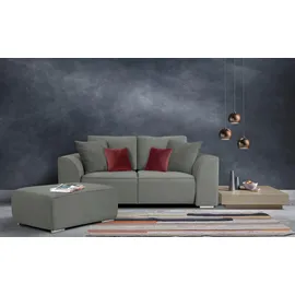 INOSIGN 2-Sitzer INOSIGN "BEATRICE, erhältlich in trendigen Stoffoptionen, B/T/H: 143/73/92 cm", grau, B:195cm H:92cm T:107cm, Sofas, In hochwertiger Verarbeitung, incl. 2 großen Zierkissen in Korpusfarbe