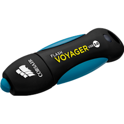 Corsair Flash Voyager (128 GB, USB A, USB 3.0), USB Stick, Blau, Schwarz