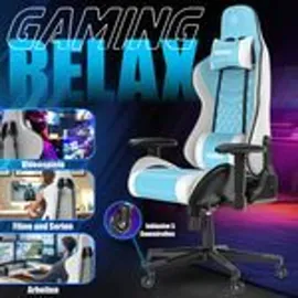 Kesser KESSER® Gaming Stuhl Ergonomisch Bürostuhl mit Kopfstütze & Lendenkissen Racing Gamer Stuhl 150kg belastbar Armlehne 360° Drehbarer Schreibtischstuhl Gaming Chair + Gummi-Rollen