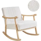 Beliani Schaukelsessel LEKNES Bouclé 70 x 80 x 90 cm Cremeweiß
