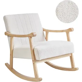 Beliani Schaukelsessel LEKNES Bouclé 70 x 80 x 90 cm Cremeweiß