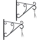 Relaxdays 2er Set, Blumenampel Halterung, schwarz