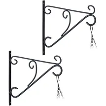 Relaxdays 2er Set, Blumenampel Halterung, schwarz