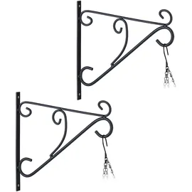 Relaxdays 2er Set, Blumenampel Halterung, schwarz