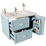 Okwish Waschtischkombination 2 Schubladen 76 x 51 x 46 cm Blau