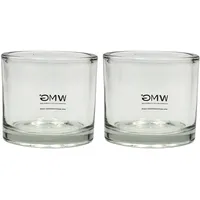 Dekohelden24 Windlichtglas/Teelichtglas im 2er Set, klar/transparent aus Glas, schlicht und elegant, Größe: H/Ø ca. 8 x 9 cm