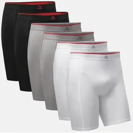 Danish Endurance Bamboo Trunks Extra Long rot/schwarz L 6er Pack