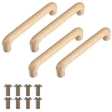 XLIUAX 4 Stück Holzgriffe für Schränke, Bogenförmige Möbelgriffe Holz 128 mm Schubladengriffe mit 8 Schrauben Tür Schubladengriffe für Schublade, Schrank, Möbel Küchengriffwerkzeuge